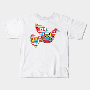 Dove in multicoloured flag design Kids T-Shirt